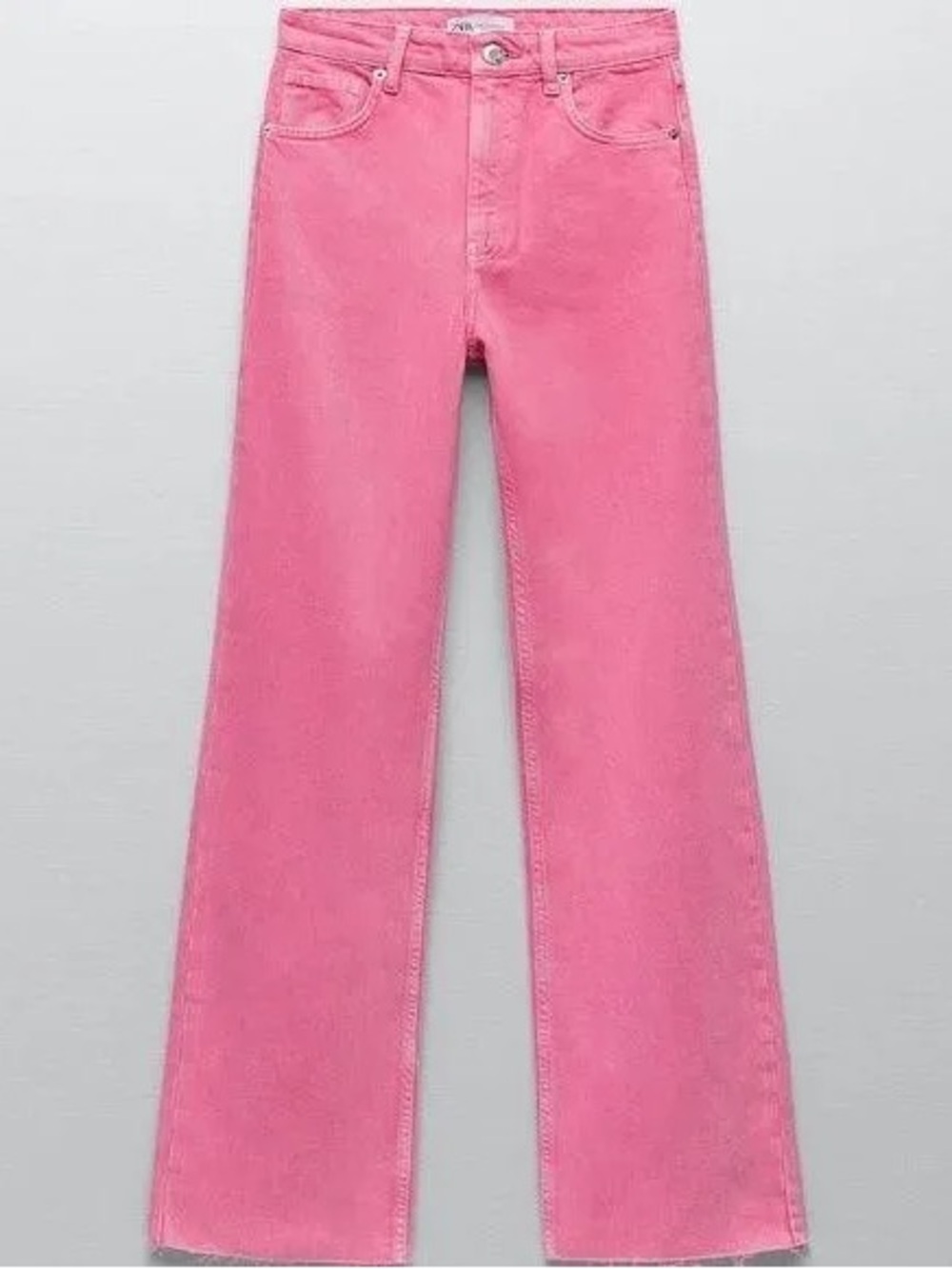 Zara High Rise Pink Jeans with Wide-Leg Fit